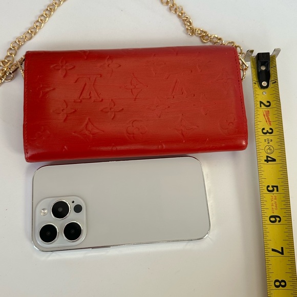 💯 LOUIS VUITTON Monogram Red Vernis Reade Wallet on Chain - Picture 10 of 11